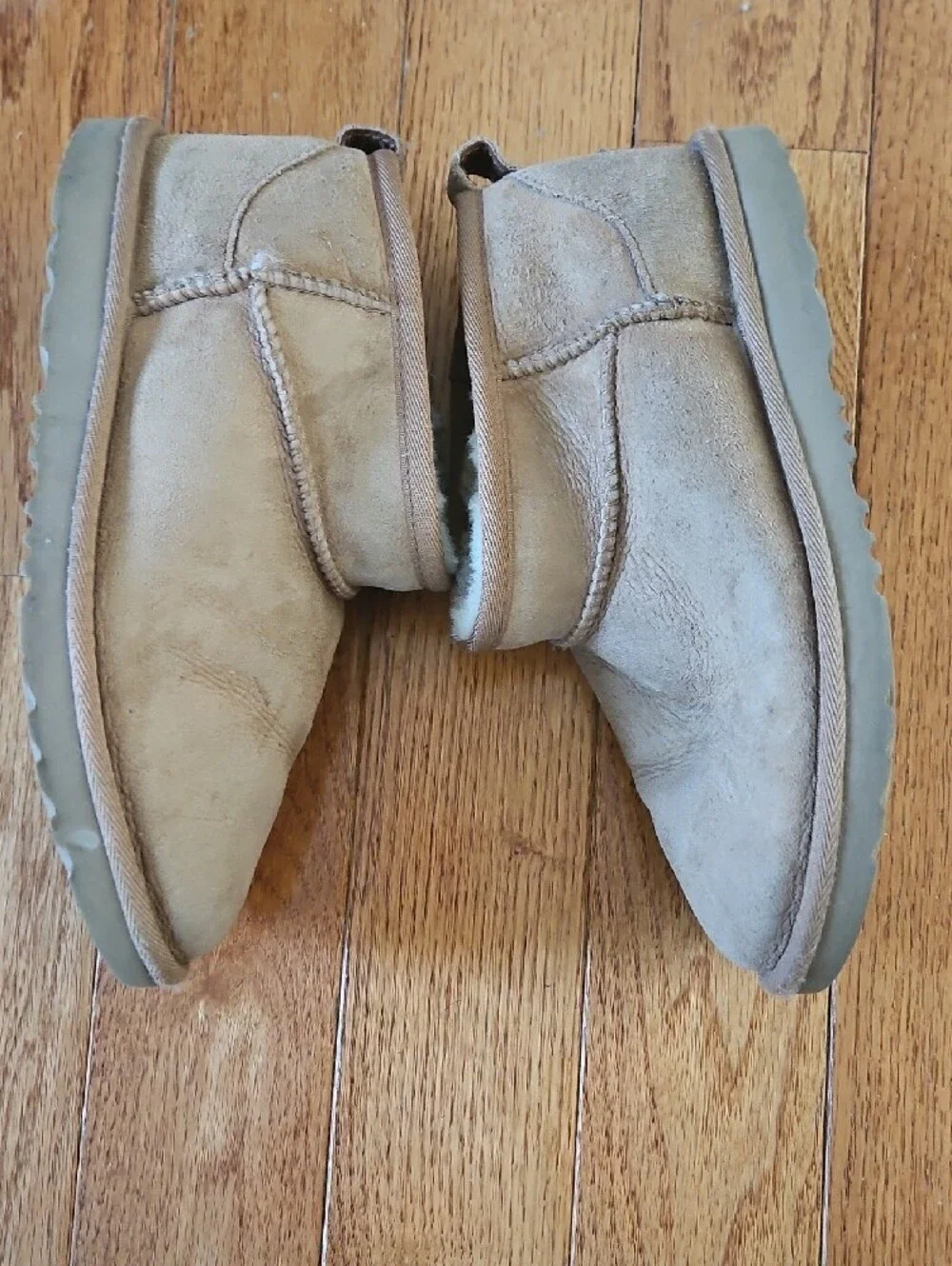 Ugg Girls Cozy Tan Suede Shearling-Lined Slip-On Boots